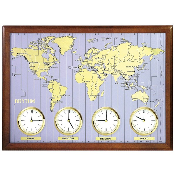 Rhythm Wooden Wall Clock 37pcs. City Name Plate & 3Pcs.Blank Plate Included